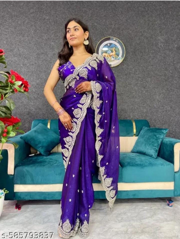 Net Saree Embroidery New Saree Fancy Saree Party Wear Saree Hot Saree Designer Saree