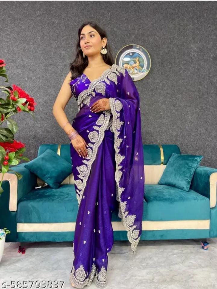 Net Saree Embroidery New Saree Fancy Saree Party Wear Saree Hot Saree Designer Saree