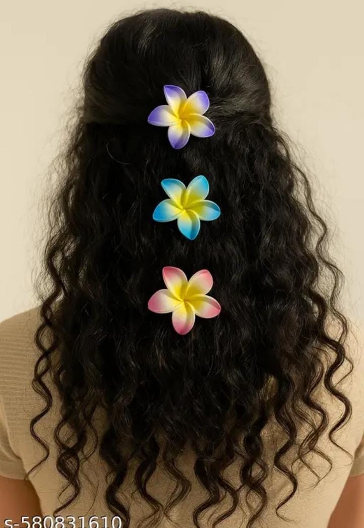 Pack Of 3 - Ambron Flower Hair Claw Clip Hair Cluture Flower design Hair Accessories