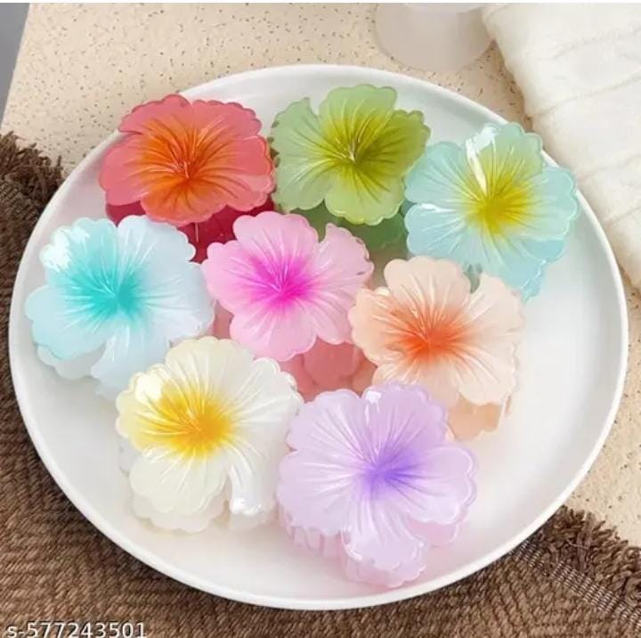 PACK OF 3 Women Hair Claw Gradient Color Flower Hair Clip
