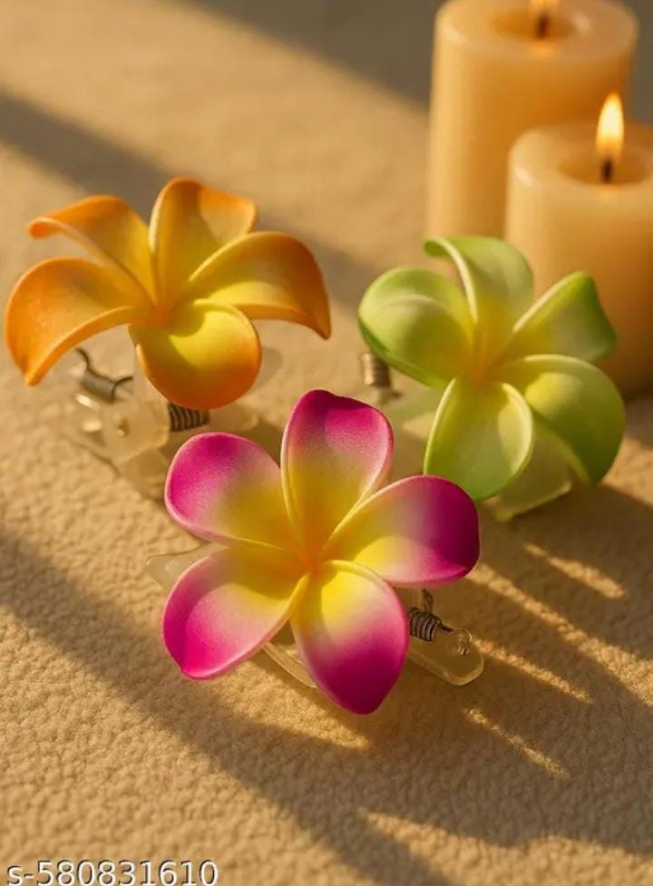 Pack Of 3 - Ambron Flower Hair Claw Clip Hair Cluture Flower design Hair Accessories