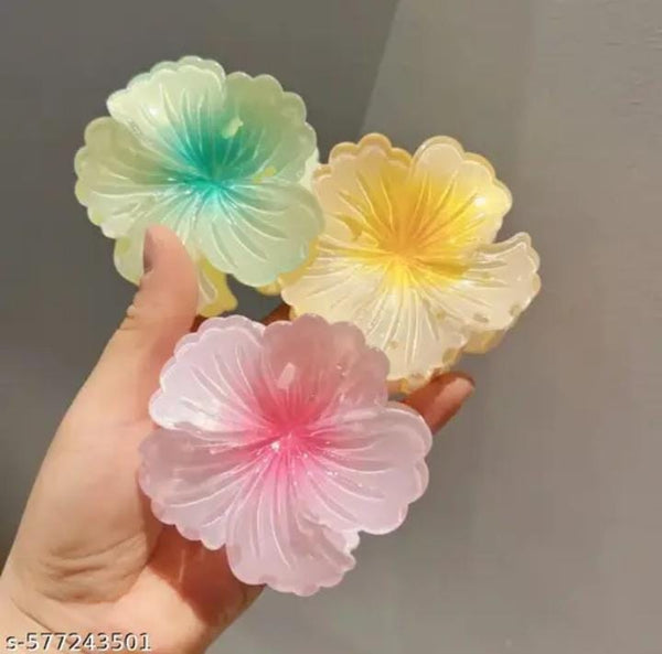 PACK OF 3 Women Hair Claw Gradient Color Flower Hair Clip