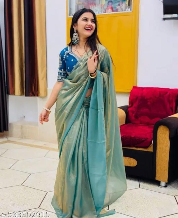 New Trending Party Wear Heavy Silk Saree with full stitched Blouse