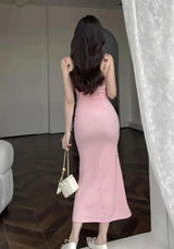 Pink Floral Neckline dress